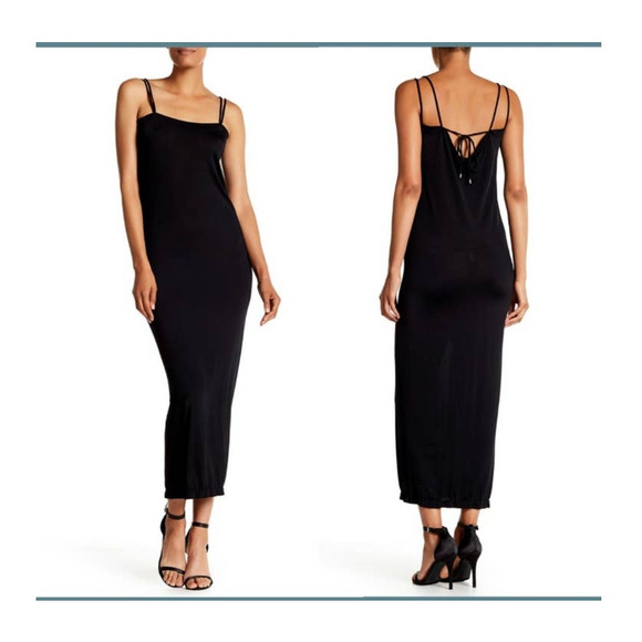 Wolford Women's Black Shiny Viscose Square Neck Strappy Maxi Tube Dress. Size S - Picture 1 of 8